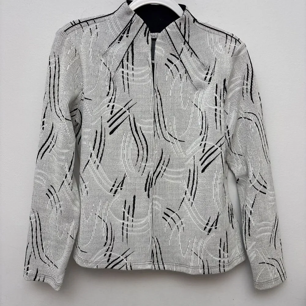 Vintage Y2K Ravel Jacket, ‎ Geometric Textured Stretch,  Zip Front, Womens Large
